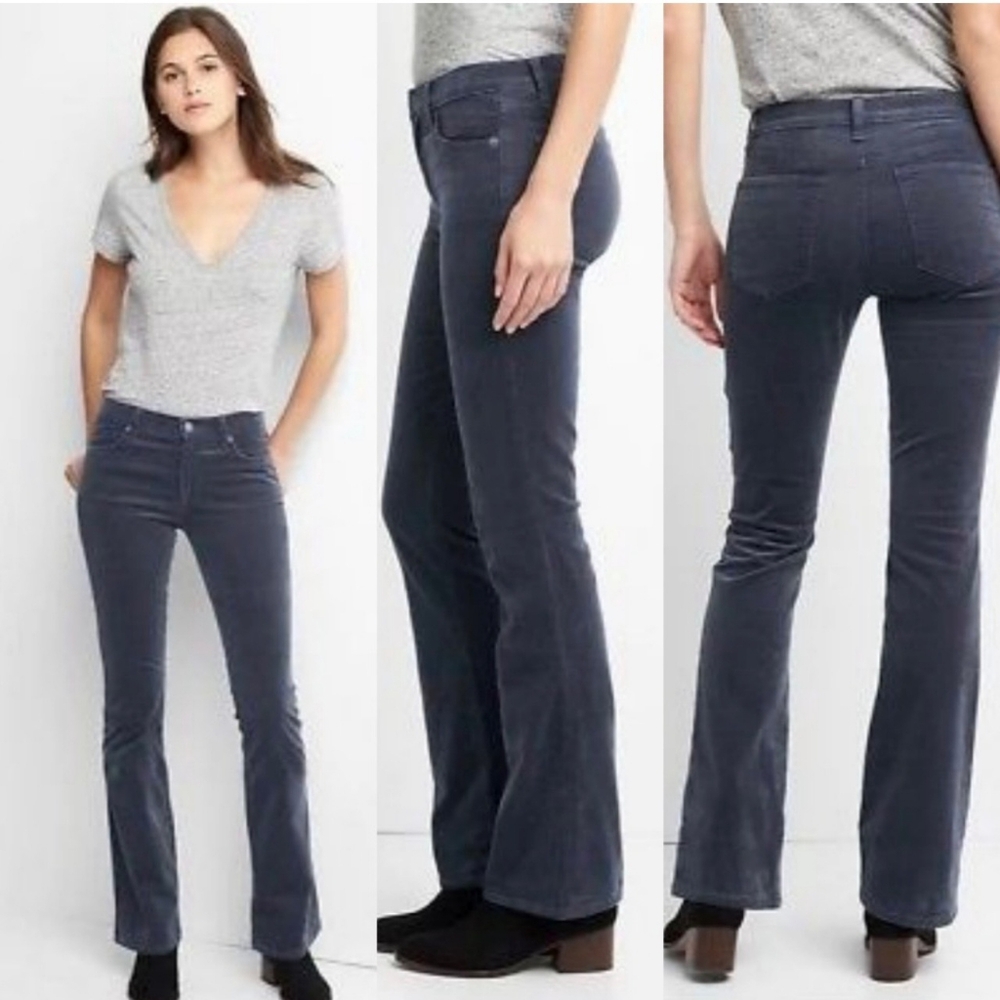 NWOT GAP 1969 Mid Rise Perfect Boot Stretch Corduroy Pants Dark Gray Women’s 31R